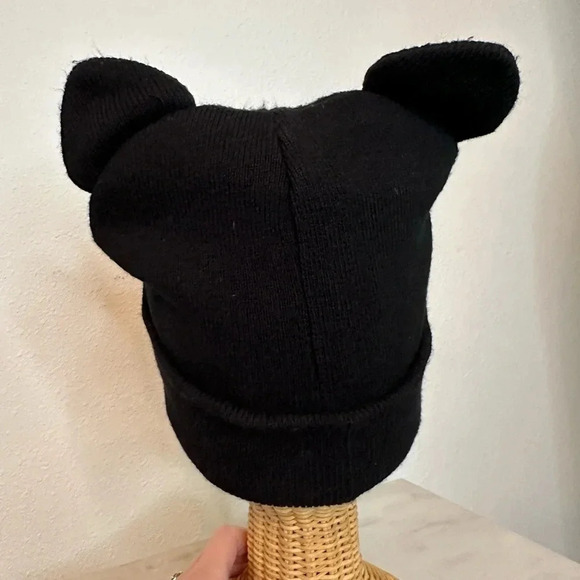Pugs Cat Ear Black Knit Beanie Hat With Sparkles Ears Size O/S - Picture 3 of 6